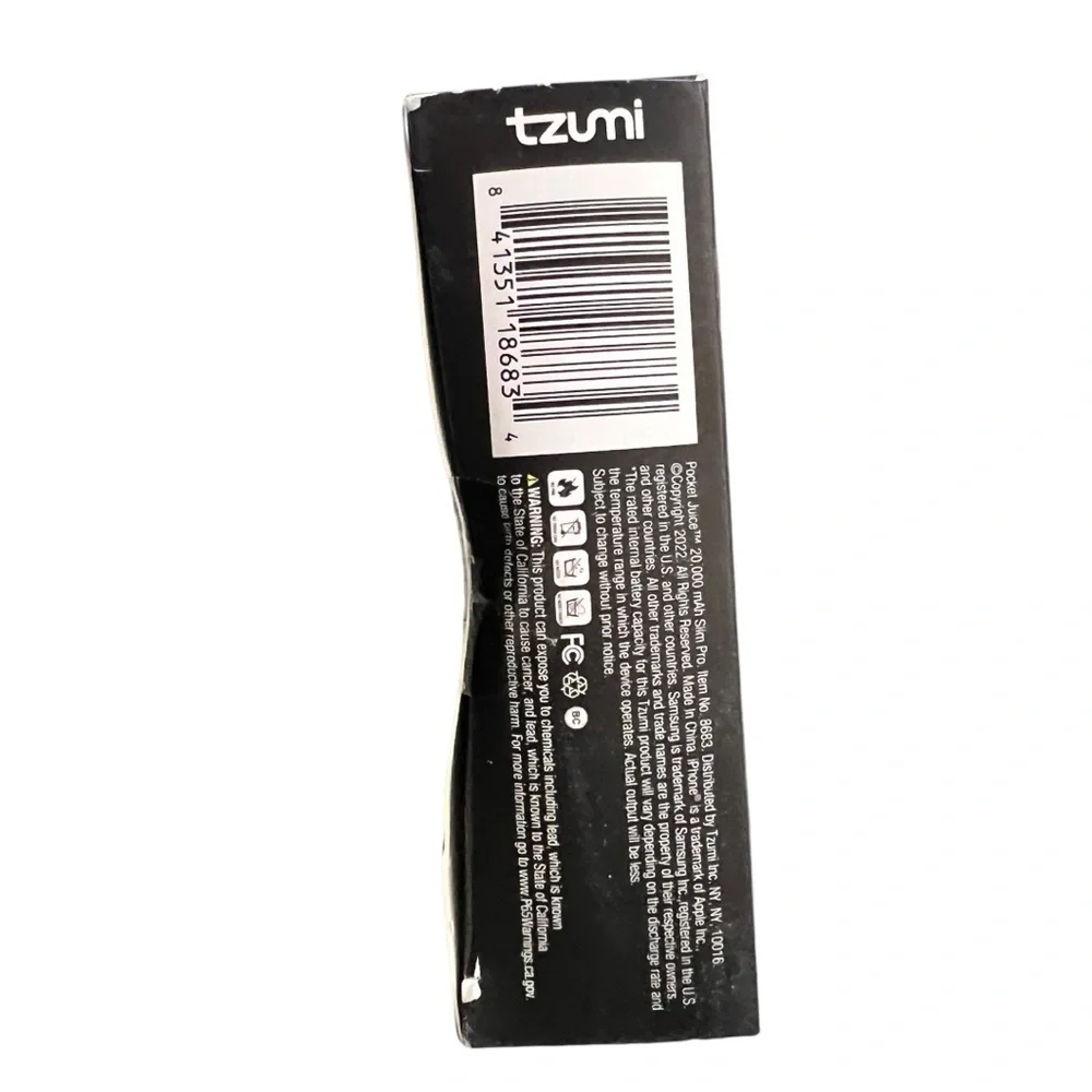 Tzumi Pocket Juice Slim Pro 20,000 mAh Dual USB Charger NIB‎